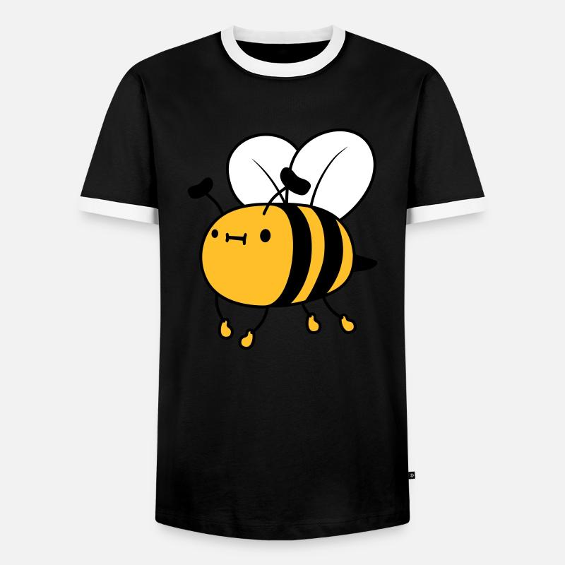 Flying cute bee - Men's Ringer Shirt - black/white