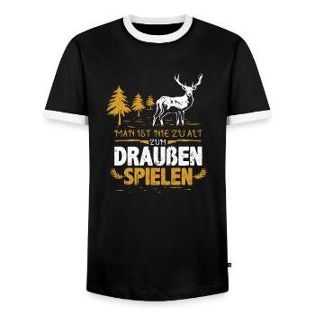 Jäger Jagd Geschenkidee mit Hirsch & Gewehr - Männer Kontrast-T-Shirt - Schwarz/Weiß - Vorne - AI Model Female 172 light (172cm) & AI Model Male 178 light (178cm)