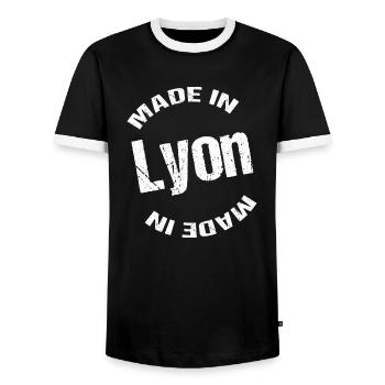 Made In Lyon blanc - Männer Kontrast-T-Shirt - Schwarz/Weiß - Vorne - AI Model Female 172 light (172cm) & AI Model Male 178 light (178cm)