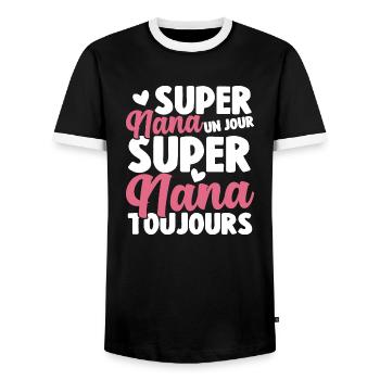 Femme Super Nana Un Jour Super Nana Toujours Nana - T-shirt contrasté Homme - noir/blanc - Devant - AI Model Female 172 light (172cm) & AI Model Male 178 light (178cm)