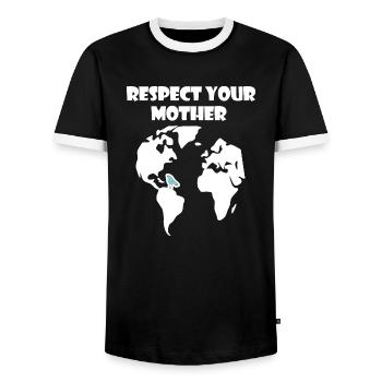 Respektiere deine Mutter Natur | Klimaschutz - Männer Kontrast-T-Shirt - Schwarz/Weiß - Vorne - AI Model Female 172 light (172cm) & AI Model Male 178 light (178cm)