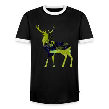 Hirsch - Männer Kontrast-T-Shirt - Schwarz/Weiß - Vorne - AI Model Female 172 light (172cm) & AI Model Male 178 light (178cm)