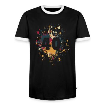 Numéro 40e couleur Splash - T-shirt contrasté Homme - noir/blanc - Devant - AI Model Female 172 light (172cm) & AI Model Male 178 light (178cm)