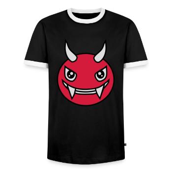Design Face Evil Devil - T-shirt contrasté Homme - noir/blanc - Devant - AI Model Female 172 light (172cm) & AI Model Male 178 light (178cm)