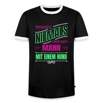 großvater bachhund ahnenforschung weihnachten - Männer Kontrast-T-Shirt - Schwarz/Weiß - Vorne - AI Model Female 172 light (172cm) & AI Model Male 178 light (178cm)