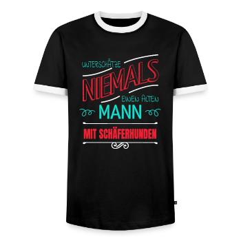 bullterrier haustier geburtstagsgeschenk geburt - Männer Kontrast-T-Shirt - Schwarz/Weiß - Vorne - AI Model Female 172 light (172cm) & AI Model Male 178 light (178cm)