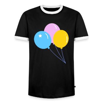 Cute colorful party balloon - Men's Ringer Shirt - black/white - Front - AI Model Female 172 light (172cm) & AI Model Male 178 light (178cm)