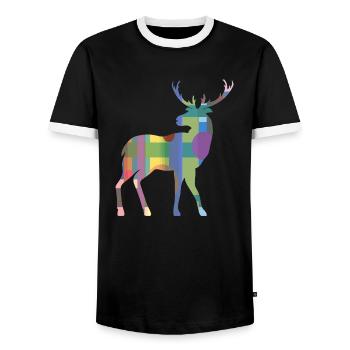 Hirsch - Männer Kontrast-T-Shirt - Schwarz/Weiß - Vorne - AI Model Female 172 light (172cm) & AI Model Male 178 light (178cm)
