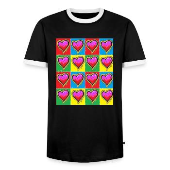 Subway Graffiti Hearts - Men's Ringer Shirt - black/white - Front - AI Model Female 172 light (172cm) & AI Model Male 178 light (178cm)
