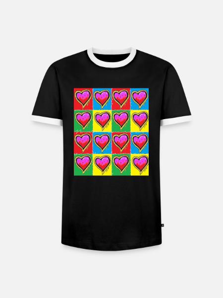 Subway Graffiti Hearts - Men's Ringer Shirt - black/white