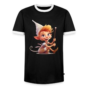 Kobolde sind ein populärer Teil der Folklore - Männer Kontrast-T-Shirt - Schwarz/Weiß - Vorne - AI Model Female 172 light (172cm) & AI Model Male 178 light (178cm)