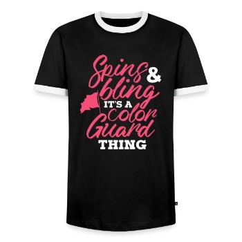 Spins bling C’est un truc de garde de couleur - T-shirt contrasté Homme - noir/blanc - Devant - AI Model Female 172 light (172cm) & AI Model Male 178 light (178cm)