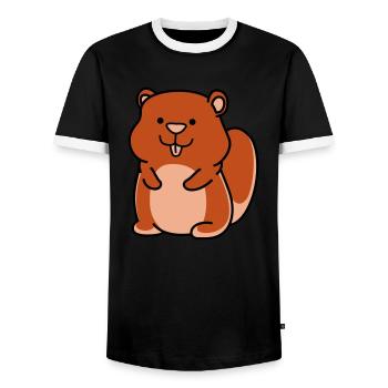 hamster - Männer Kontrast-T-Shirt - Schwarz/Weiß - Vorne - AI Model Female 172 light (172cm) & AI Model Male 178 light (178cm)