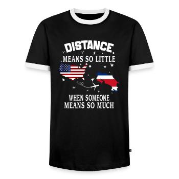 Distance Means So Little When Someone Means Much - Men's Ringer Shirt - black/white - Front - AI Model Female 172 light (172cm) & AI Model Male 178 light (178cm)