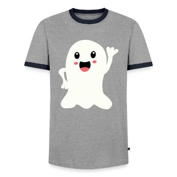 Fantôme 2 - T-shirt contrasté Homme - gris/marine  - Devant - AI Model Female 172 light (172cm) & AI Model Male 178 light (178cm)
