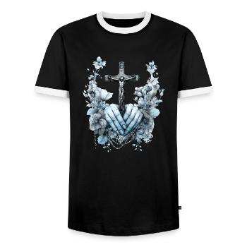 jesus bibel christliche religion christliches kreuz christlich - Männer Kontrast-T-Shirt - Schwarz/Weiß - Vorne - AI Model Female 172 light (172cm) & AI Model Male 178 light (178cm)
