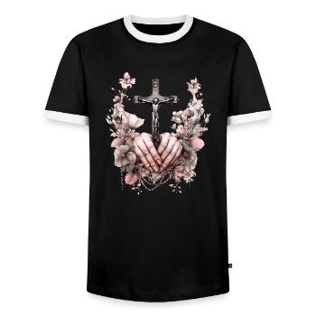 jesus bibel christliche religion christliches kreuz christlich - Männer Kontrast-T-Shirt - Schwarz/Weiß - Vorne - AI Model Female 172 light (172cm) & AI Model Male 178 light (178cm)
