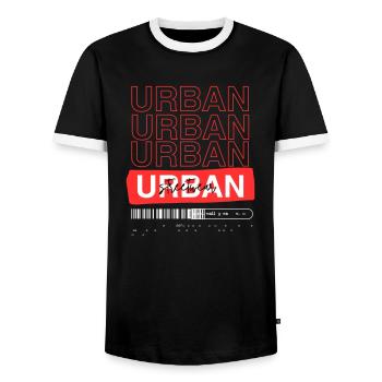 Urban Streetwear Design Saying - Men's Ringer Shirt - black/white - Front - AI Model Female 172 light (172cm) & AI Model Male 178 light (178cm)