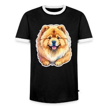 Chow Chow Wasserfarben - Männer Kontrast-T-Shirt - Schwarz/Weiß - Vorne - AI Model Female 172 light (172cm) & AI Model Male 178 light (178cm)