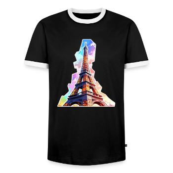 Eiffel tower #14 - T-shirt contrasté Homme - noir/blanc - Devant - AI Model Female 172 light (172cm) & AI Model Male 178 light (178cm)