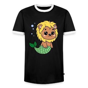 Cute Sea Lion Lion - Men's Ringer Shirt - black/white - Front - AI Model Female 172 light (172cm) & AI Model Male 178 light (178cm)