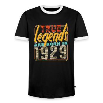 True legends are born in 1929 Vintage Birthday - Men's Ringer Shirt - black/white - Front - AI Model Female 172 light (172cm) & AI Model Male 178 light (178cm)