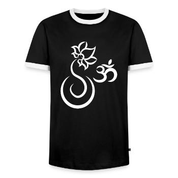 Yoga Yoga Ayurveda Logo - Men's Ringer Shirt - black/white - Front - AI Model Female 172 light (172cm) & AI Model Male 178 light (178cm)