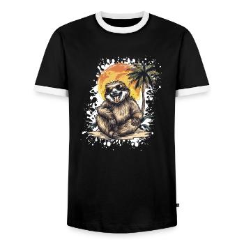 Vacances d’été paresseux - T-shirt contrasté Homme - noir/blanc - Devant - AI Model Female 172 light (172cm) & AI Model Male 178 light (178cm)