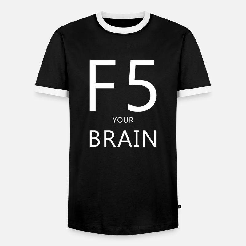 F5, Computer, Spruch, Denken, Nerd, Computer Humor - Männer Kontrast-T-Shirt - Schwarz/Weiß