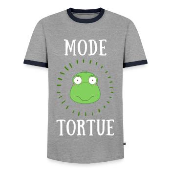 mode tortue - T-shirt contrasté Homme - gris/marine  - Devant - AI Model Female 172 light (172cm) & AI Model Male 178 light (178cm)