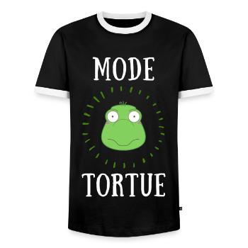 mode tortue - T-shirt contrasté Homme - noir/blanc - Devant - AI Model Female 172 light (172cm) & AI Model Male 178 light (178cm)