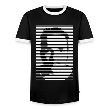 Effet de demi-teinte de ligne moderne - T-shirt contrasté Homme - noir/blanc - Devant - AI Model Female 172 light (172cm) & AI Model Male 178 light (178cm)