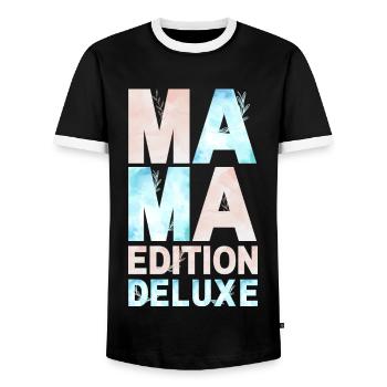 MAMA édition deluxe Pastel rose bleu - T-shirt contrasté Homme - noir/blanc - Devant - AI Model Female 172 light (172cm) & AI Model Male 178 light (178cm)