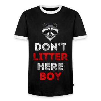 Don't Litter HERE Boy Raccoon Nature Protection - Männer Kontrast-T-Shirt - Schwarz/Weiß - Vorne - AI Model Female 172 light (172cm) & AI Model Male 178 light (178cm)