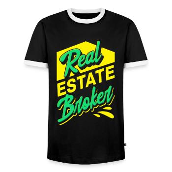 Real Estate Agent Realtor Real Estate Broker - Men's Ringer Shirt - black/white - Front - AI Model Female 172 light (172cm) & AI Model Male 178 light (178cm)