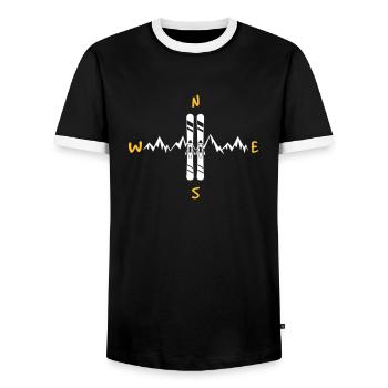 Funny - Skiing wind Direction - Männer Kontrast-T-Shirt - Schwarz/Weiß - Vorne - AI Model Female 172 light (172cm) & AI Model Male 178 light (178cm)
