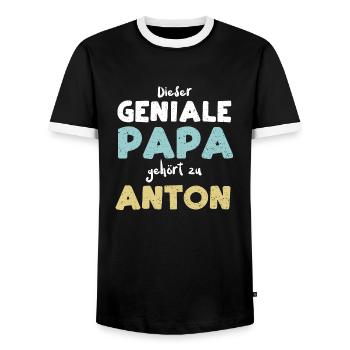 Dieser Geniale Papa Gehört Zu Anton - Männer Kontrast-T-Shirt - Schwarz/Weiß - Vorne - AI Model Female 172 light (172cm) & AI Model Male 178 light (178cm)