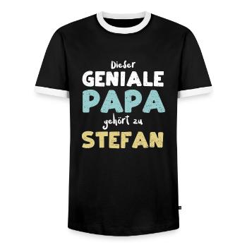 Dieser Geniale Papa Gehört Zu St... - Männer Kontrast-T-Shirt - Schwarz/Weiß - Vorne - AI Model Female 172 light (172cm) & AI Model Male 178 light (178cm)