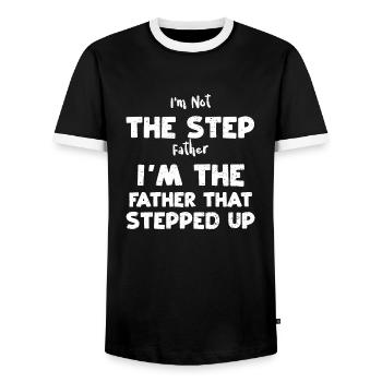 I'm Not The Step Father I'm The... - Men's Ringer Shirt - black/white - Front - AI Model Female 172 light (172cm) & AI Model Male 178 light (178cm)