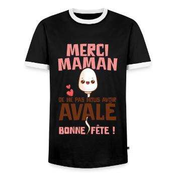 Funny Mother's Day Mom Boyly Girly - Men's Ringer Shirt - black/white - Front - AI Model Female 172 light (172cm) & AI Model Male 178 light (178cm)