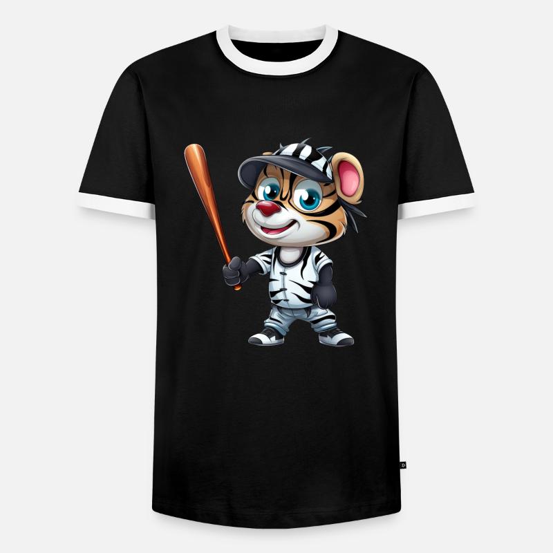 Zebra Baseballspieler Dynamisch - Männer Kontrast-T-Shirt - Schwarz/Weiß