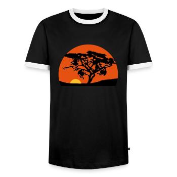 Singe du coucher du soleil de l'Afrique arbre - T-shirt contrasté Homme - noir/blanc - Devant - AI Model Female 172 light (172cm) & AI Model Male 178 light (178cm)