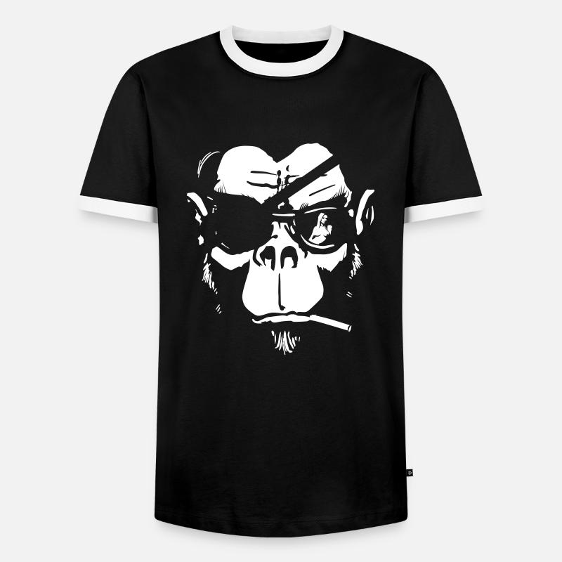 Monkey Mafia - Männer Kontrast-T-Shirt - Schwarz/Weiß