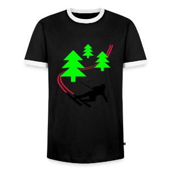 Wald Ski - Männer Kontrast-T-Shirt - Schwarz/Weiß - Vorne - AI Model Female 172 light (172cm) & AI Model Male 178 light (178cm)