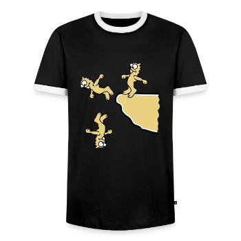 cliff_jumpers_3c - Männer Kontrast-T-Shirt - Schwarz/Weiß - Vorne - AI Model Female 172 light (172cm) & AI Model Male 178 light (178cm)