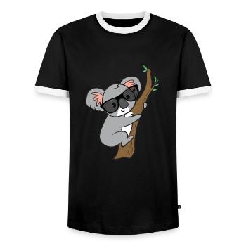 Koala mit Brille auf Baum - Männer Kontrast-T-Shirt - Schwarz/Weiß - Vorne - AI Model Female 172 light (172cm) & AI Model Male 178 light (178cm)