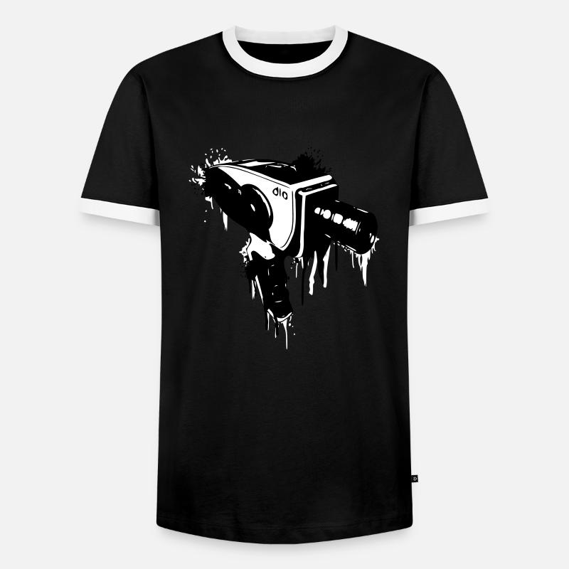Old camera - Men's Ringer Shirt - black/white