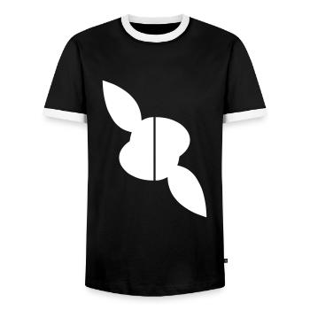 Two halves head rabbit, one half twisted - Men's Ringer Shirt - black/white - Front - AI Model Female 172 light (172cm) & AI Model Male 178 light (178cm)
