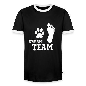 Dream Team drôle de chien T-shirt - T-shirt contrasté Homme - noir/blanc - Devant - AI Model Female 172 light (172cm) & AI Model Male 178 light (178cm)