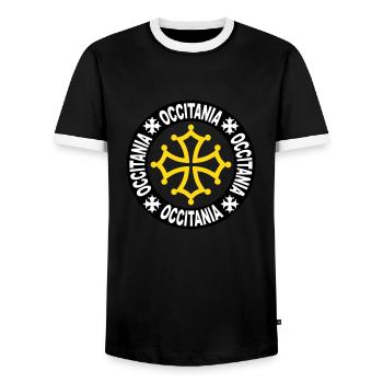 occitania 03 - T-shirt contrasté Homme - noir/blanc - Devant - AI Model Female 172 light (172cm) & AI Model Male 178 light (178cm)